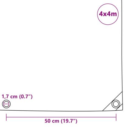 Брезентово платнище, 650 г/м², 4x4 м, сиво