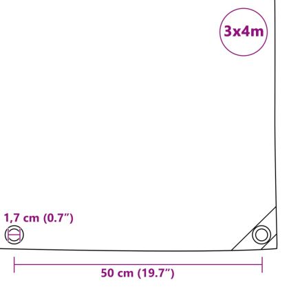 Брезентово платнище, 650 гр/м², 3x4 м, цвят бял