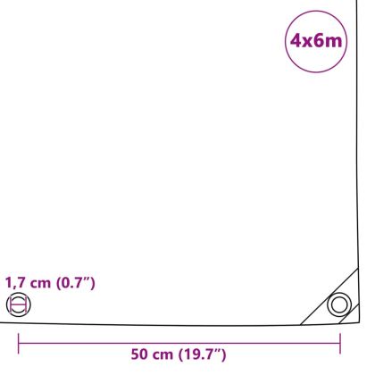 Брезентово платнище, 650 гр/м², 4x6 м, цвят бял