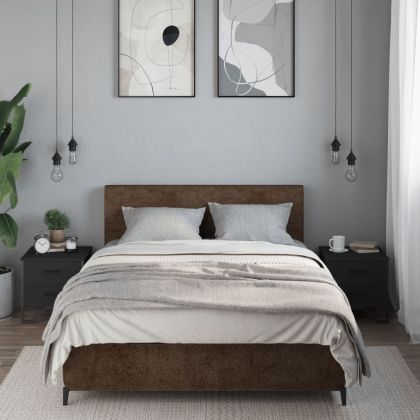 Нощни шкафчета, 2 бр, черни, 40x41x40 см, инженерно дърво