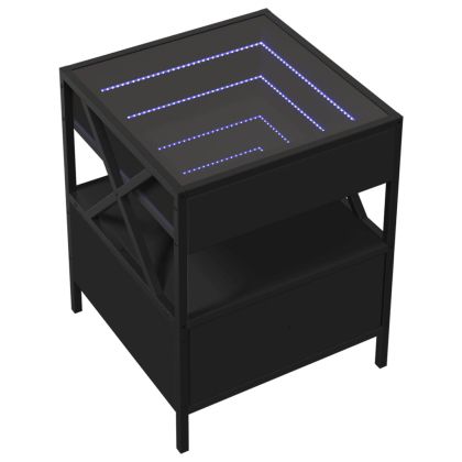 Нощна масичка с Infinity LED черна 40x40x51 см