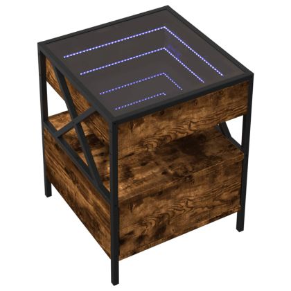 Нощна масичка с Infinity LED опушен дъб 40x40x51 см