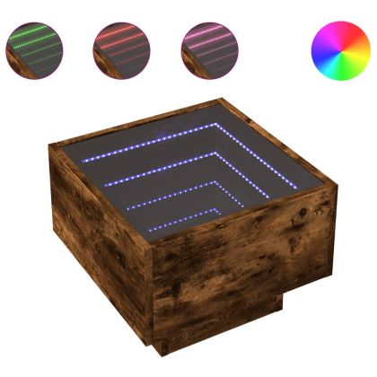 Нощна масичка с Infinity LED, опушен дъб, 40x40x30 см
