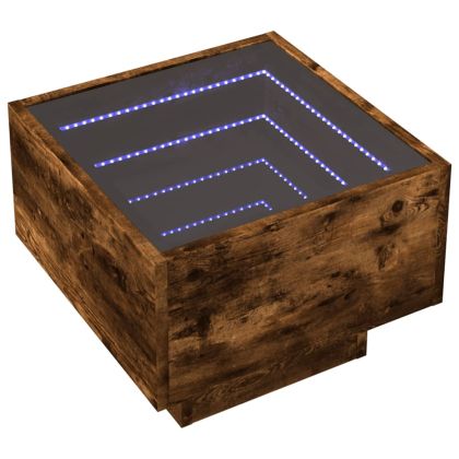 Нощна масичка с Infinity LED, опушен дъб, 40x40x30 см