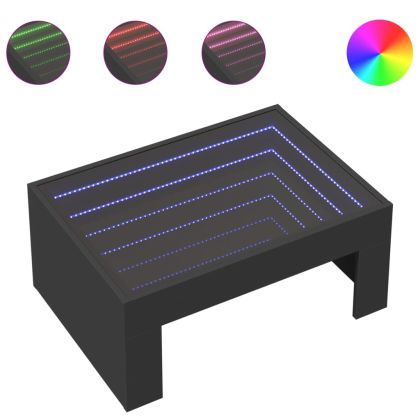 Маса за кафе с Infinity LED, черна, 70x50x30 см