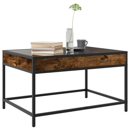 Маса за кафе с Infinity LED, опушен дъб, 70x50x41 см