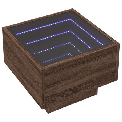 Нощна масичка с Infinity LED, кафяв дъб, 40x40x30 см