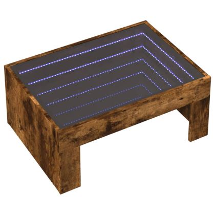 Маса за кафе с Infinity LED, опушен дъб, 70x50x30 см