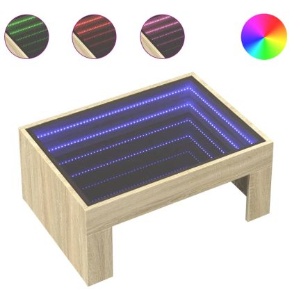 Маса за кафе с Infinity LED, сонома дъб, 70x50x30 см