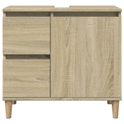 Комплект шкафове за баня от 3 части дъб сонома инженерно дърво