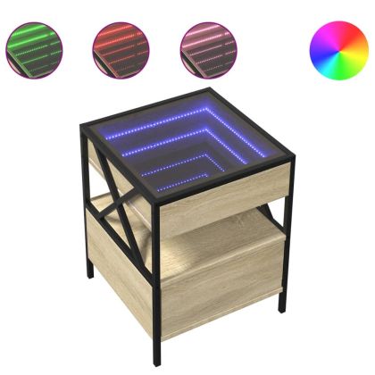 Нощна масичка с Infinity LED сонома дъб 40x40x51 см