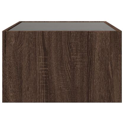 Маса за кафе с Infinity LED, кафяв дъб, 70x50x30 см