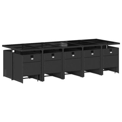 Градински комплект с възглавници 15 части полиратан черен