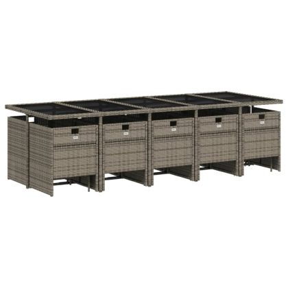 Градински комплект с възглавници 15 части полиратан сив