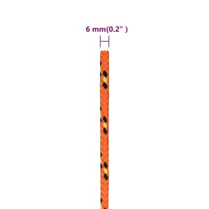 Въже за лодка оранжево 6 мм 250 м полипропилен