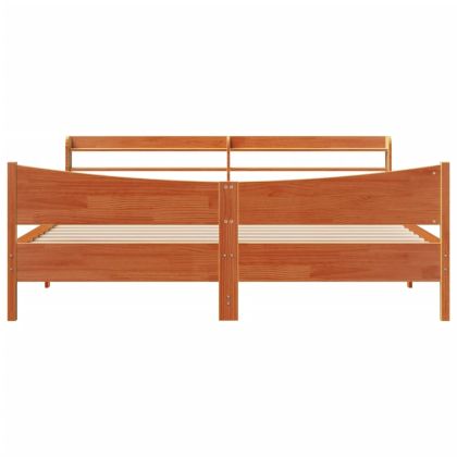 Рамка за легло с табла, восъчнокафяв, 200x200 см, бор масив