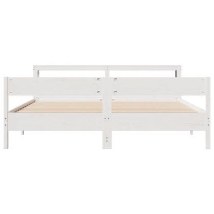 Рамка за легло без матрак, бял, 200x200 см, бор масив
