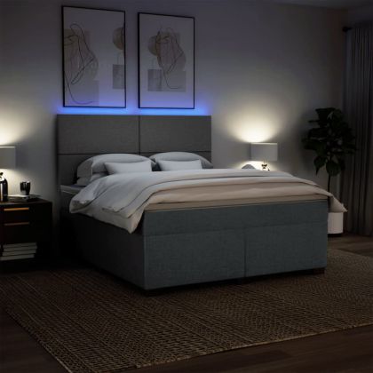 Боксспринг легло с матрак, тъмносиво, 180x200 см, плат