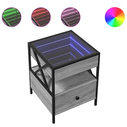 Маса за кафе с Infinity LED, сив сонома, 40x40x51 см