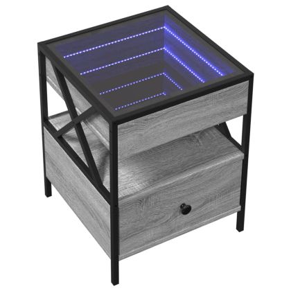 Маса за кафе с Infinity LED, сив сонома, 40x40x51 см