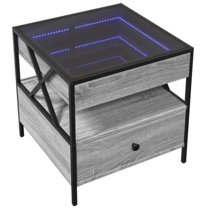 Маса за кафе с Infinity LED, сив сонома, 50x50x51 см