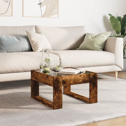 Маса за кафе с Infinity LED, опушен дъб, 50x53x30 см