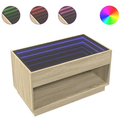 Маса за кафе с Infinity LED, сонома дъб, 90x50x50 см