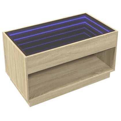 Маса за кафе с Infinity LED, сонома дъб, 90x50x50 см