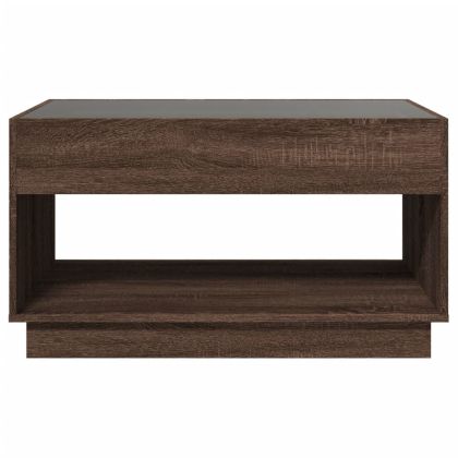 Маса за кафе с Infinity LED, кафяв дъб, 90x50x50 см