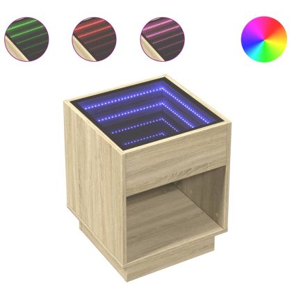 Маса за кафе с Infinity LED, сонома дъб, 40x40x50 см