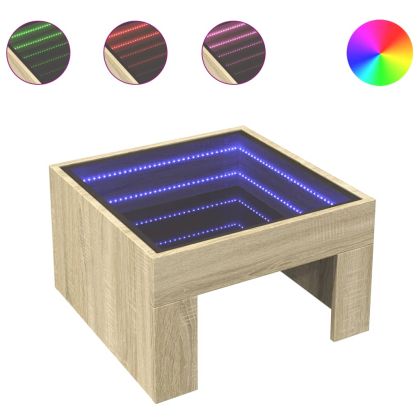 Маса за кафе с Infinity LED, дъб сонома, 50x50x30 см