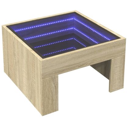Маса за кафе с Infinity LED, дъб сонома, 50x50x30 см