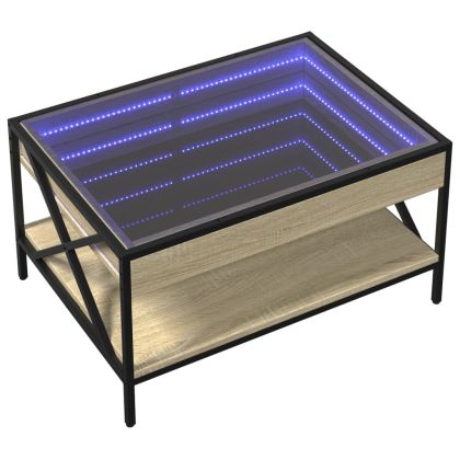 Маса за кафе с Infinity LED, сонома дъб, 70x50x38 см