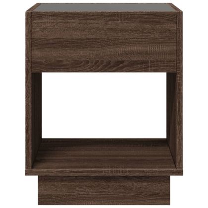 Маса за кафе с Infinity LED, кафяв дъб, 40x40x50 см