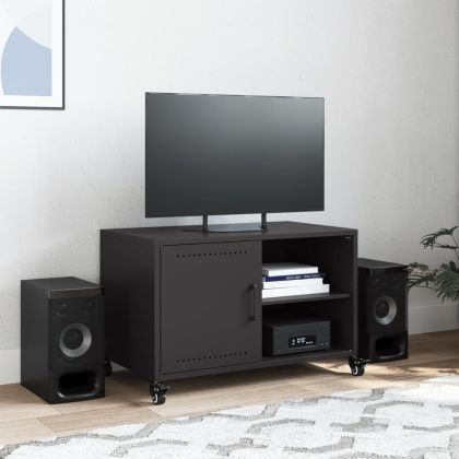 ТВ шкаф, черен, 68x39x43,5 см, стомана