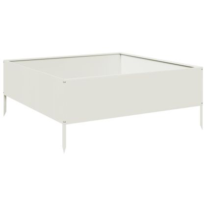 Градинско повдигнато легло, бяло, 100x100x25 см, стомана