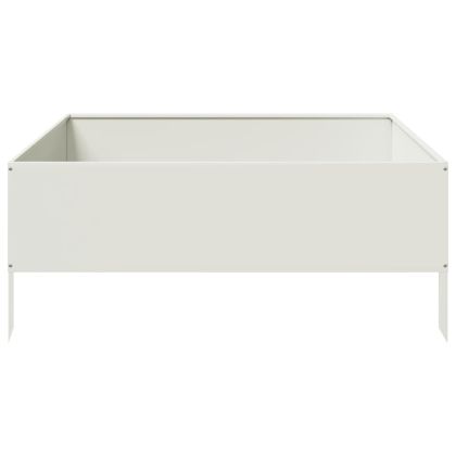 Градинско повдигнато легло, бяло, 100x100x25 см, стомана