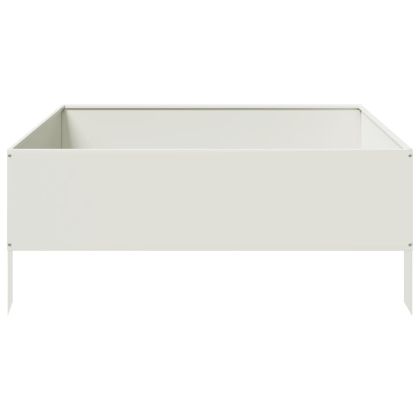Градинско повдигнато легло, бяло, 100x100x25 см, стомана