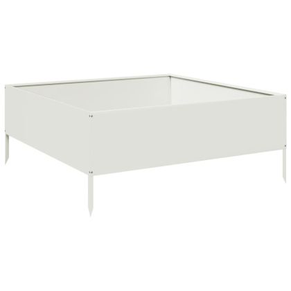 Градинско повдигнато легло, бяло, 100x100x25 см, стомана