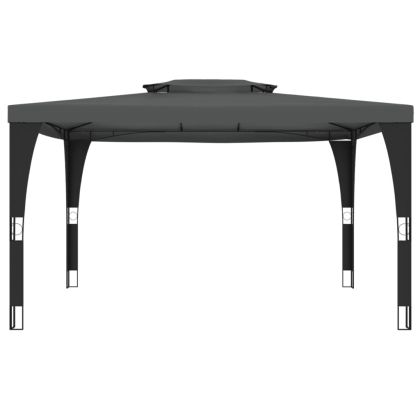 Беседка с двоен покрив, антрацит, 3,98x2,98 м, стомана