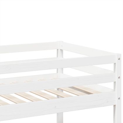 Двуетажно легло, бяло, 80x200 см, борово дърво масив