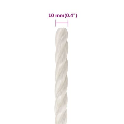 Работно въже бяло 10 мм 100 м полипропилен