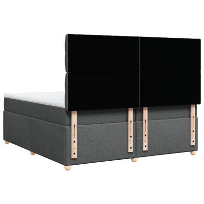 Боксспринг легло с матрак, тъмносиво, 200x200 см, плат