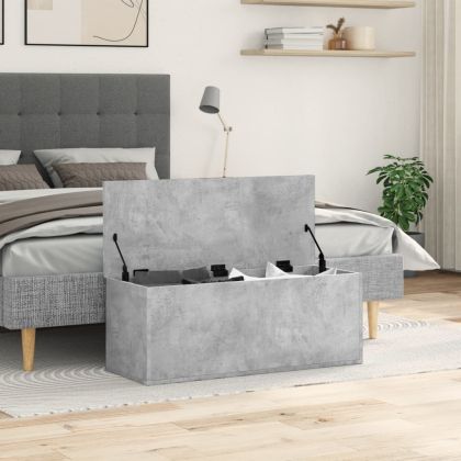Кутия за съхранение, бетонно сиво, 90x35x35 см, инженерно дърво