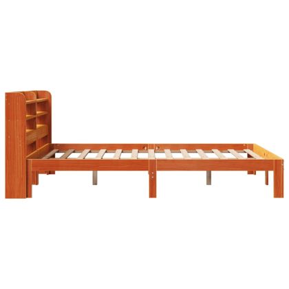 Рамка за легло без матрак, восъчнокафяво, 135x190 см, бор масив