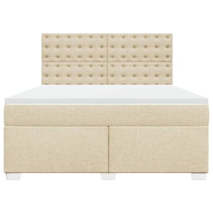 Боксспринг легло с матрак, кремава, 180x200 см, плат