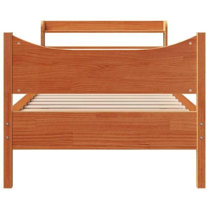 Рамка за легло с табла, восъчнокафяв, 75x190 см, бор масив