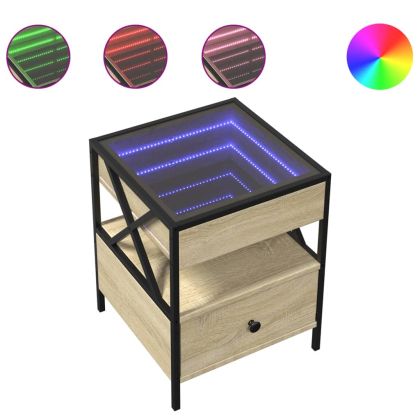 Маса за кафе с Infinity LED, сонома дъб, 40x40x51 см
