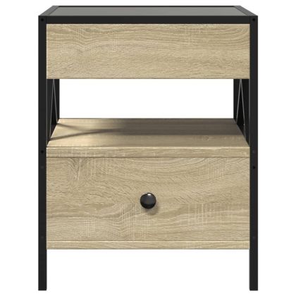 Маса за кафе с Infinity LED, сонома дъб, 40x40x51 см