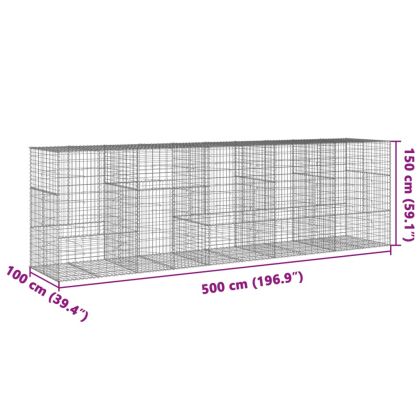 Габионна кошница с покритие, 500x100x150 см, поцинковано желязо